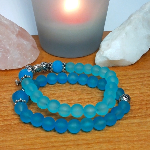 Last Chance Blue bracelet set w/mermaid charm - Picture 8 of 8
